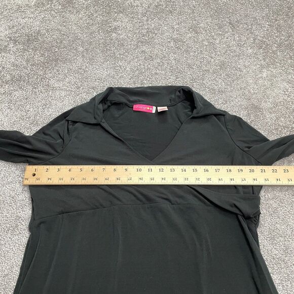 Liz Lange Maternity Midi Dress Womens Large Black Stretch Long Sleeve V-Neck - Picture 8 of 16